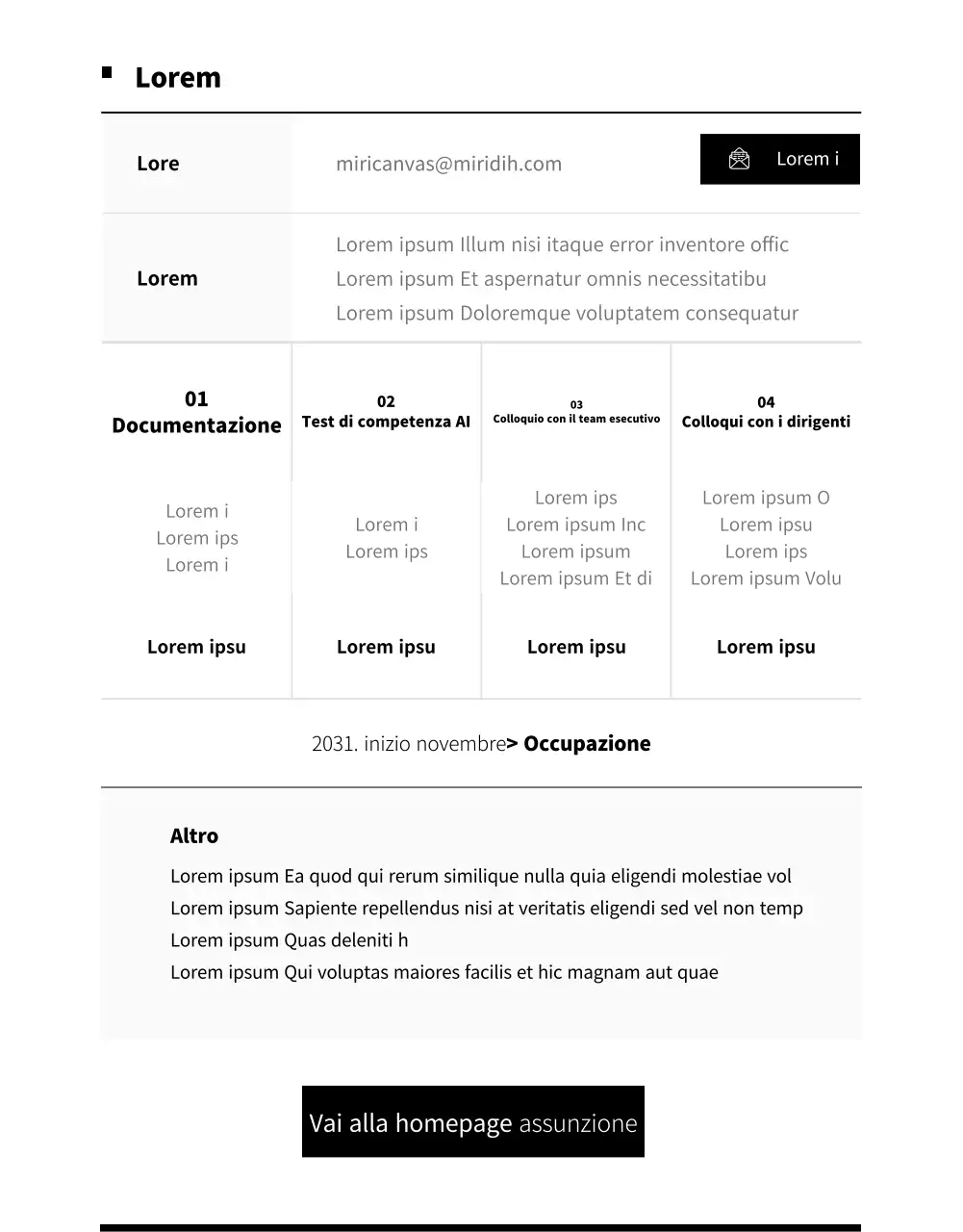 Semplice design in bianco e nero per la pubblicazione di annunci di lavoro in un caffè studio