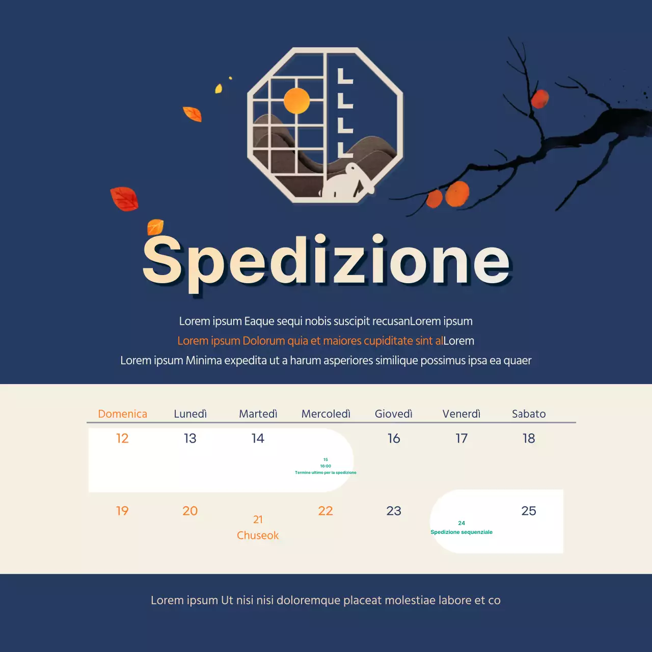 Lettera di consegna per il Giorno del Ringraziamento in una combinazione di colori navy