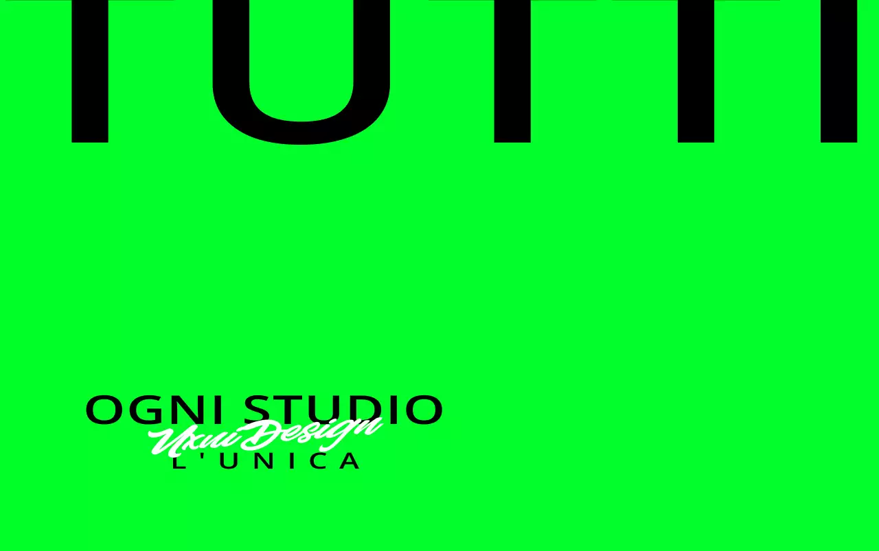 Design con logo testuale per uno studio di design in verde lime fluorescente e nero
