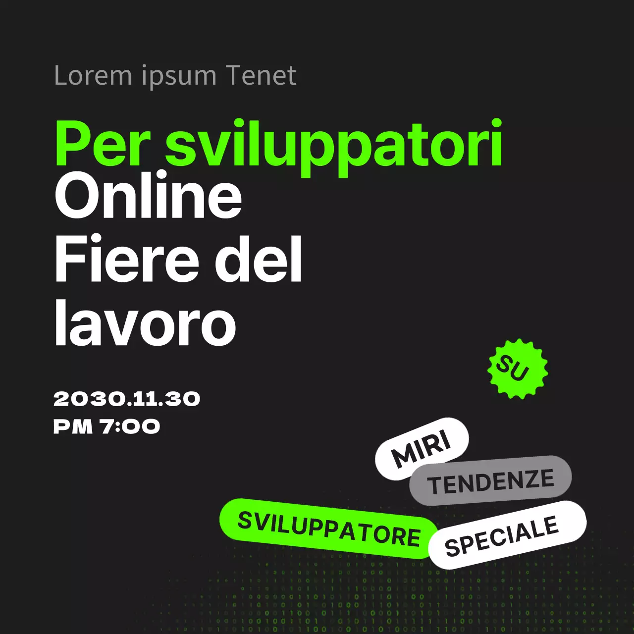 Annunci di lavoro online in nero e colori fluorescenti