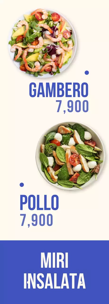 Un banner per insalata fresco e rinfrescante con accenti blu