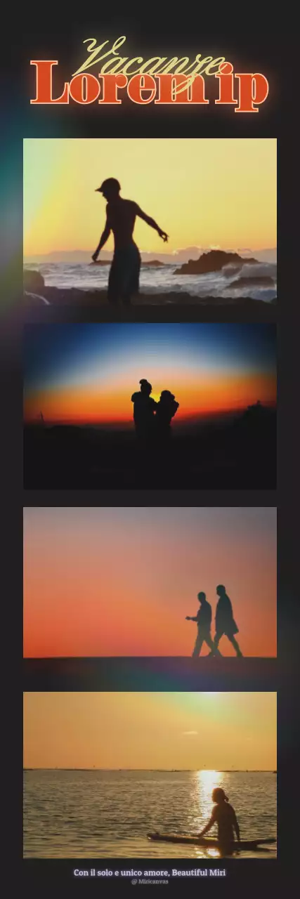 Cornice fotografica emozionale a rete con concetto di tramonto in nero e giallo