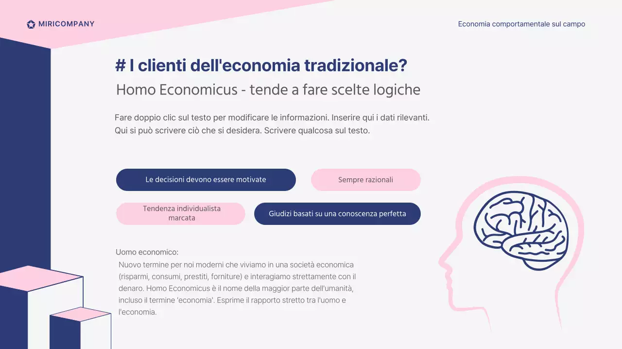 L'economia comportamentale nel campo delle presentazioni per la formazione dei venditori rosa e marina