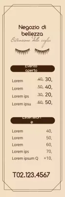 Negozio di bellezza con cornice semplice in marrone e abbronzatura chiara, prezzi per eventi