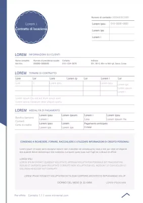 Modello di contratto di locazione semplice blu e grigio