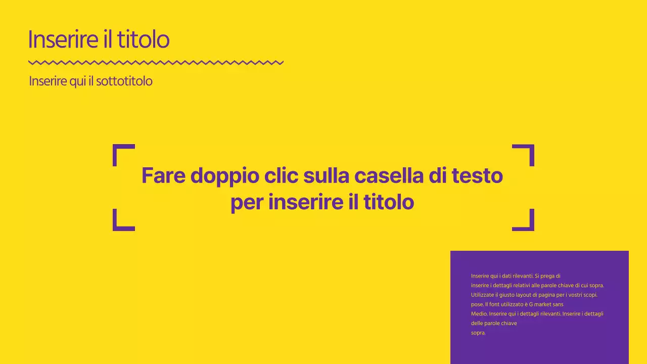 Una presentazione forte e pulita in giallo e viola
