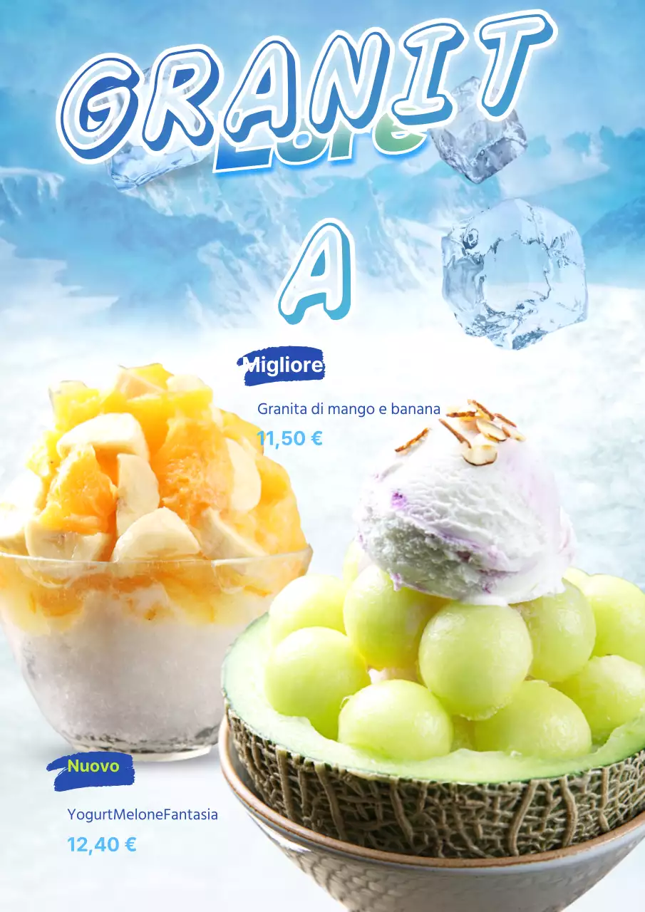 Pubblicizzate il vostro menu di granite per un'estate fresca