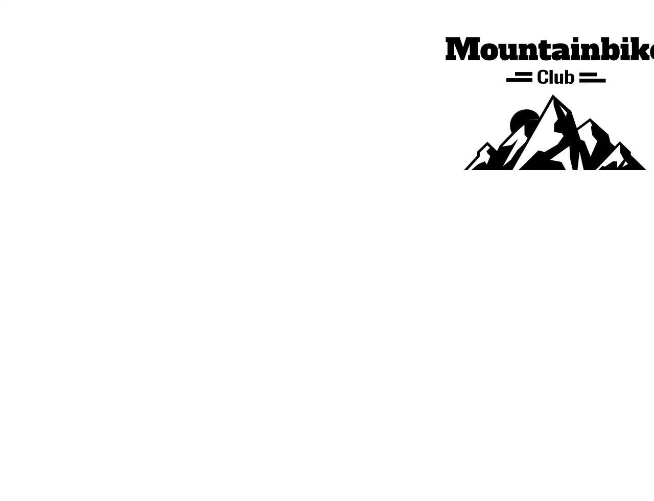 Concetto di club di mountain bike con semplice illustrazione di montagne e biciclette nere