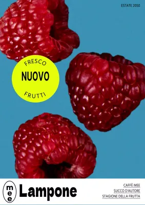 Affiggere un poster di frutta d'epoca in rosso e azzurro