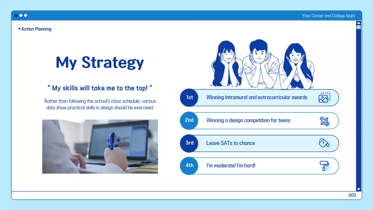 University presentations in a blue browser theme
