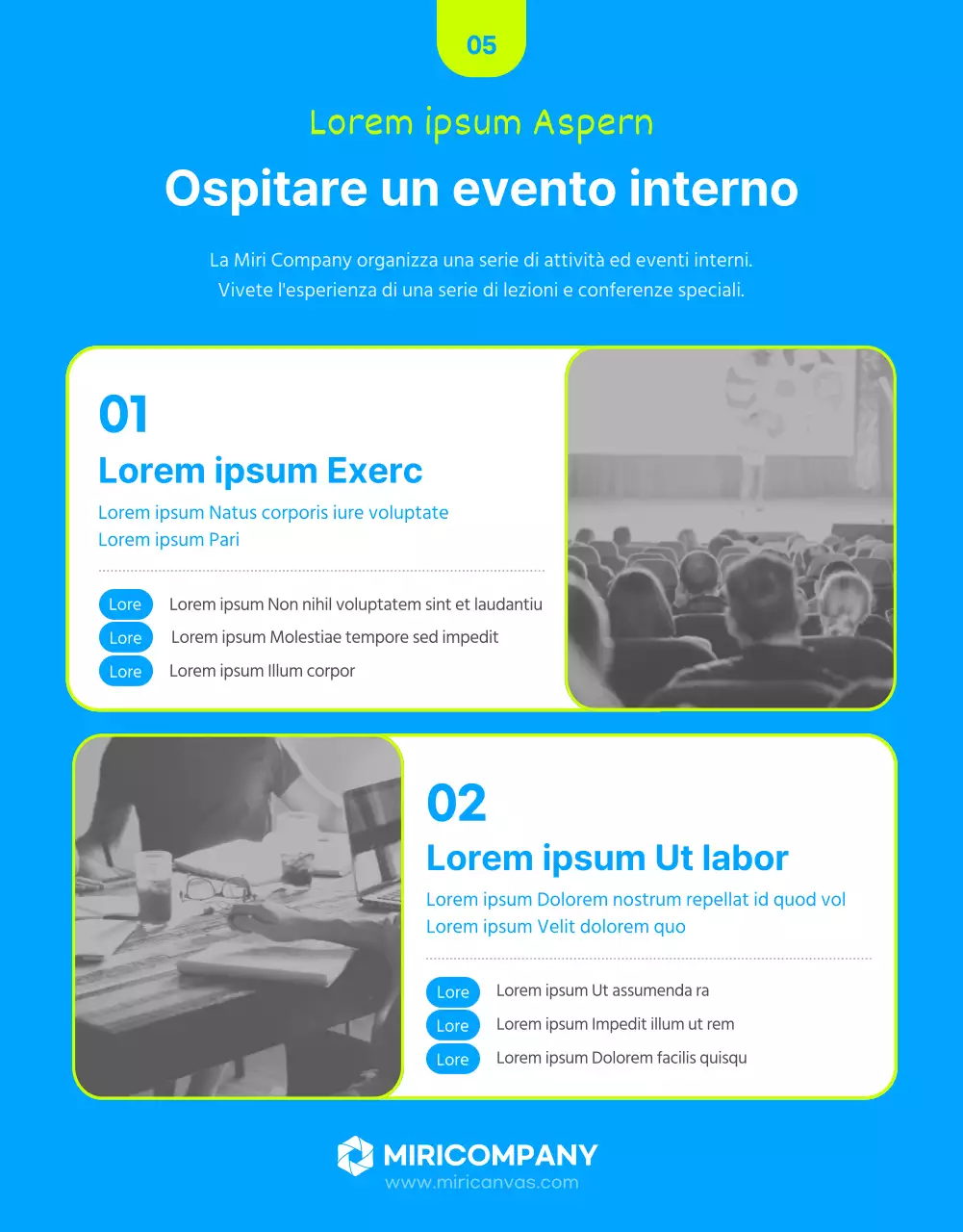 Guida alla formazione interna con accenti blu fluorescenti