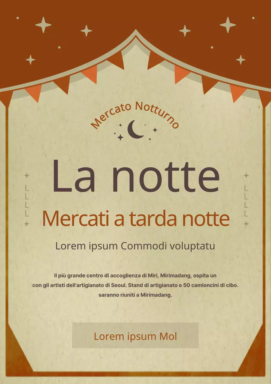 Ghirlanda marrone e semplice Guida al mercato notturno di notte