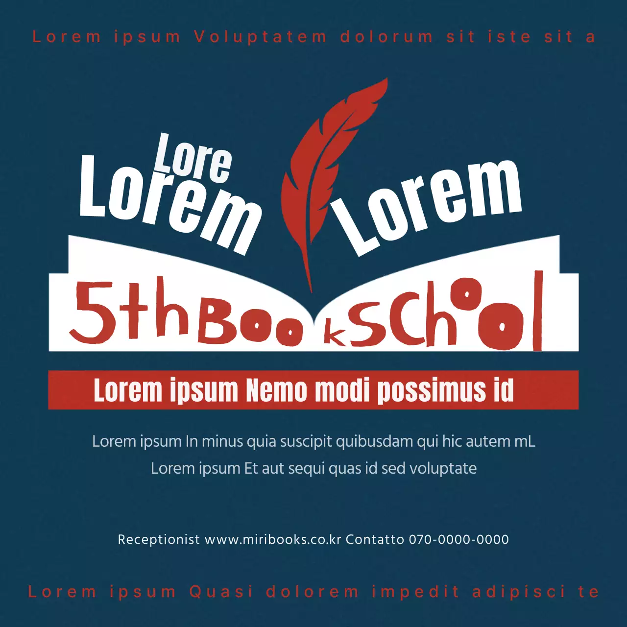 Promo scolastico editoriale in blu navy e rosso con un tocco vintage