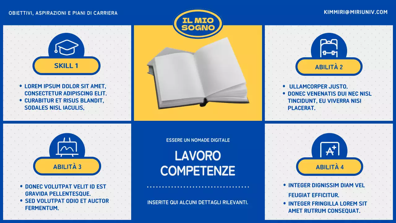 Piano di carriera universitaria blu e giallo