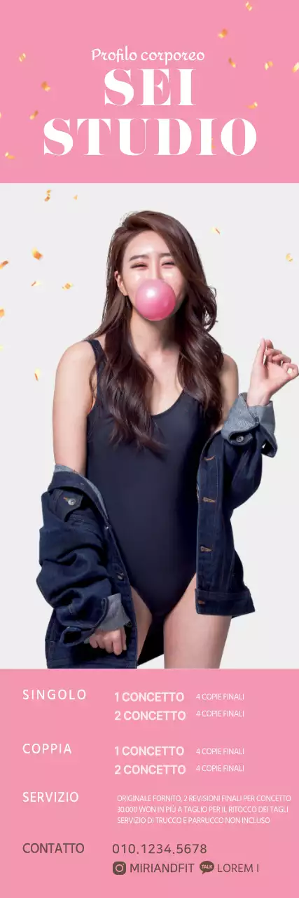 Prezzi per uno studio semplice in bianco e rosa