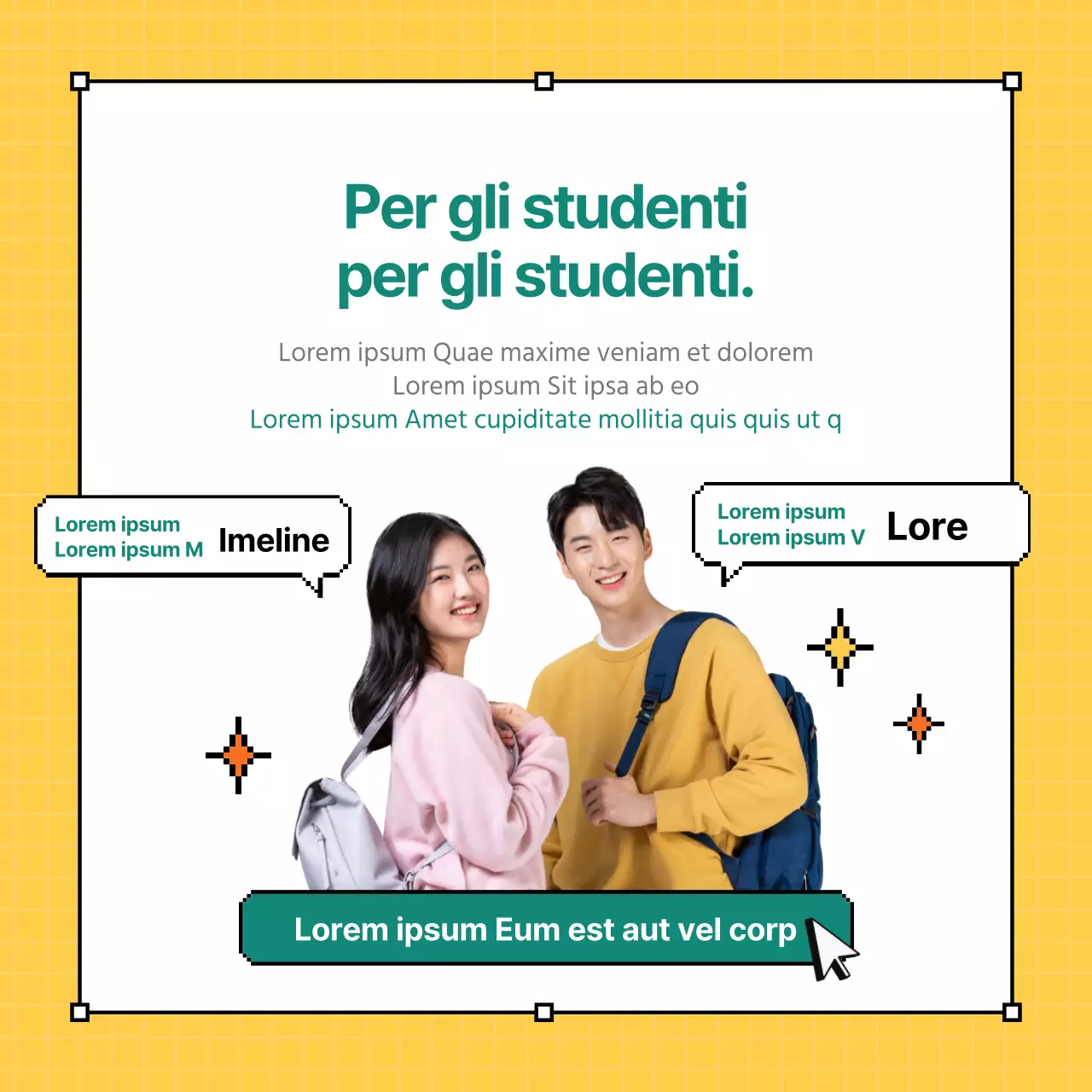 Pixel design con sfondo giallo CardNews