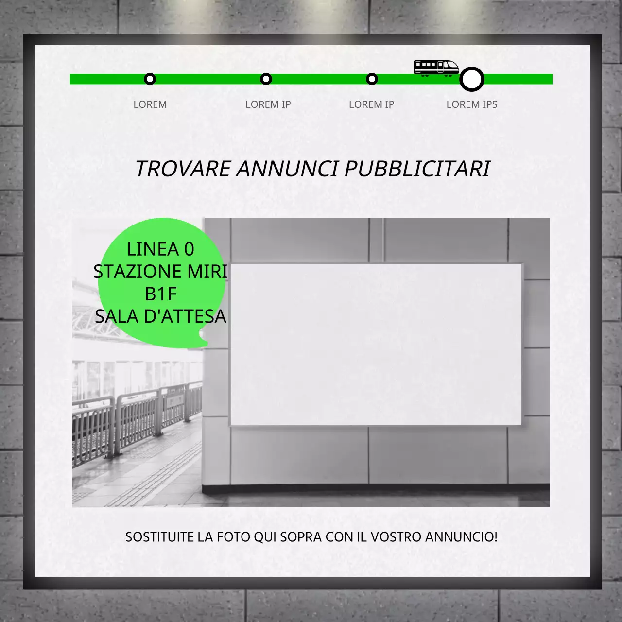 Foto evento della metropolitana con concetto di cartellone verde