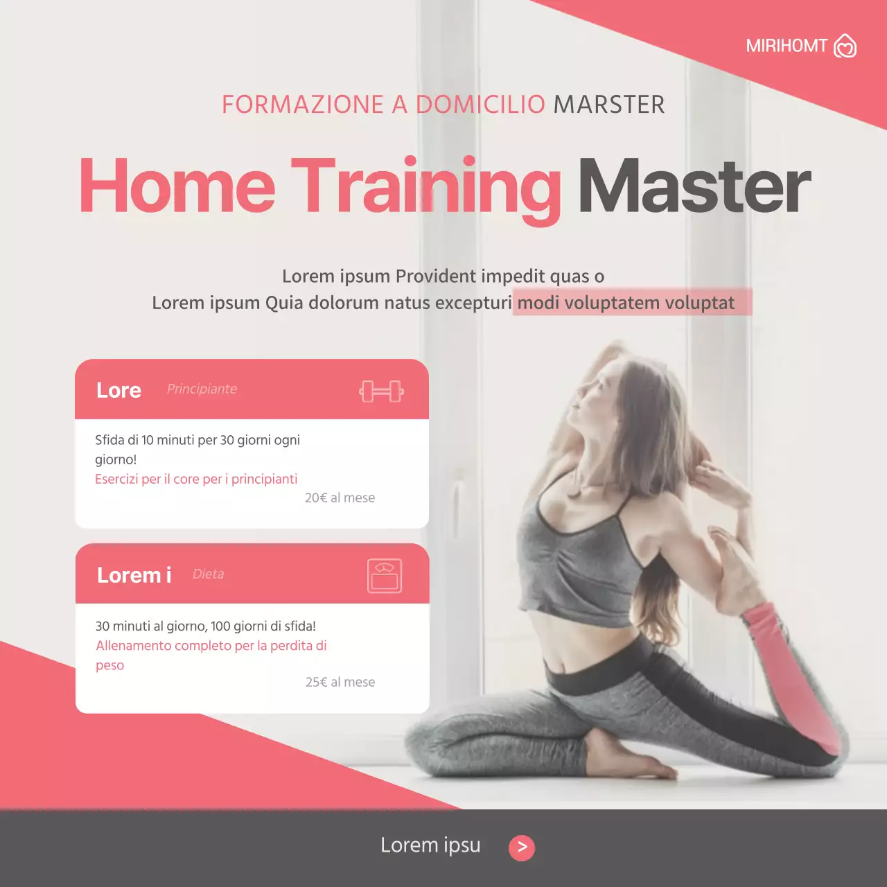 Tema rosa e pulito per l'allenamento a casa