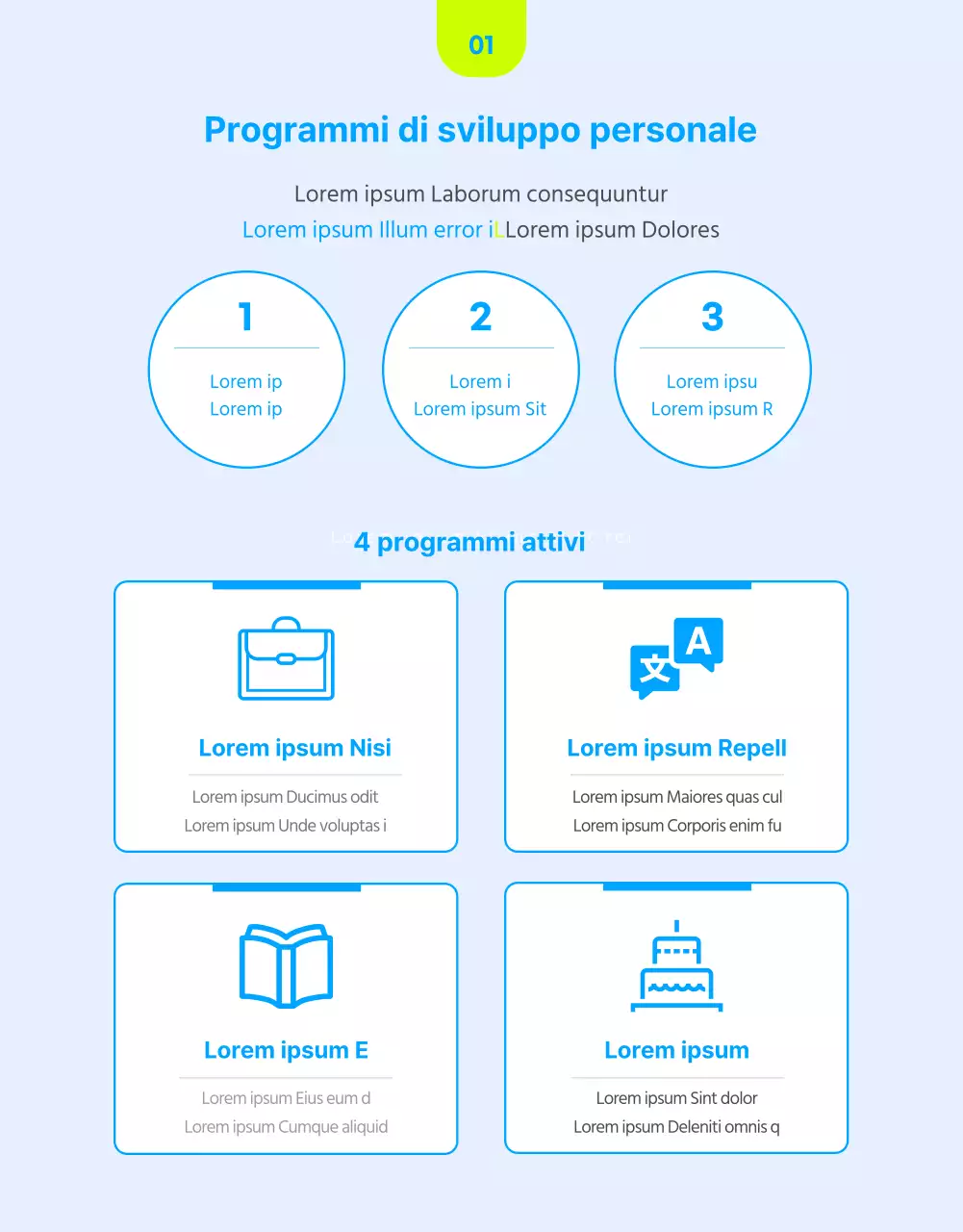 Guida alla formazione interna con accenti blu fluorescenti