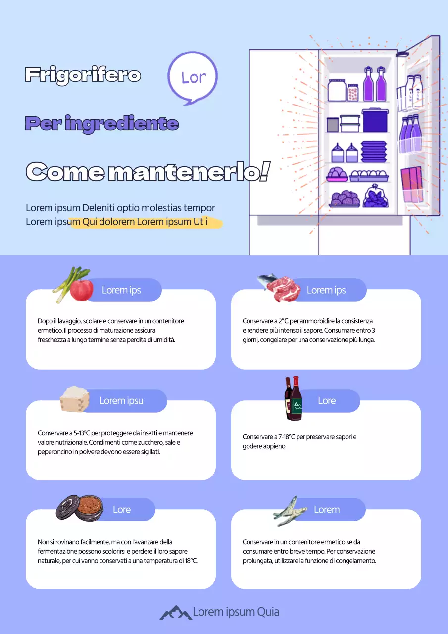 Guida alla conservazione degli alimenti nel frigorifero viola