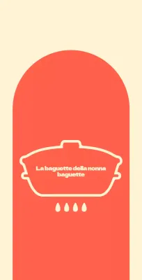 Baguette della nonna in balsa con forme arcuate rosse su sfondo avorio