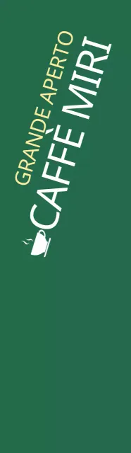 Grande apertura di un caffè su sfondo verde