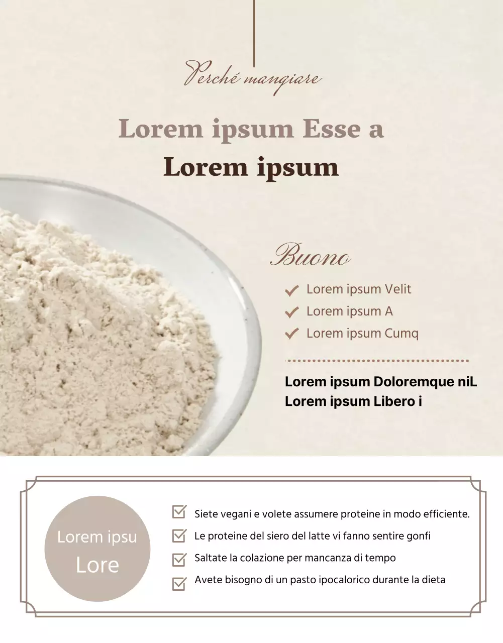 Una semplice polvere proteica di colore beige (altro)