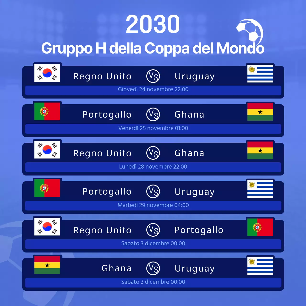 Programma di calcio della staffa blu brillante e blu navy