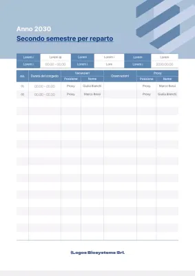 Piano ferie dipartimentale blu