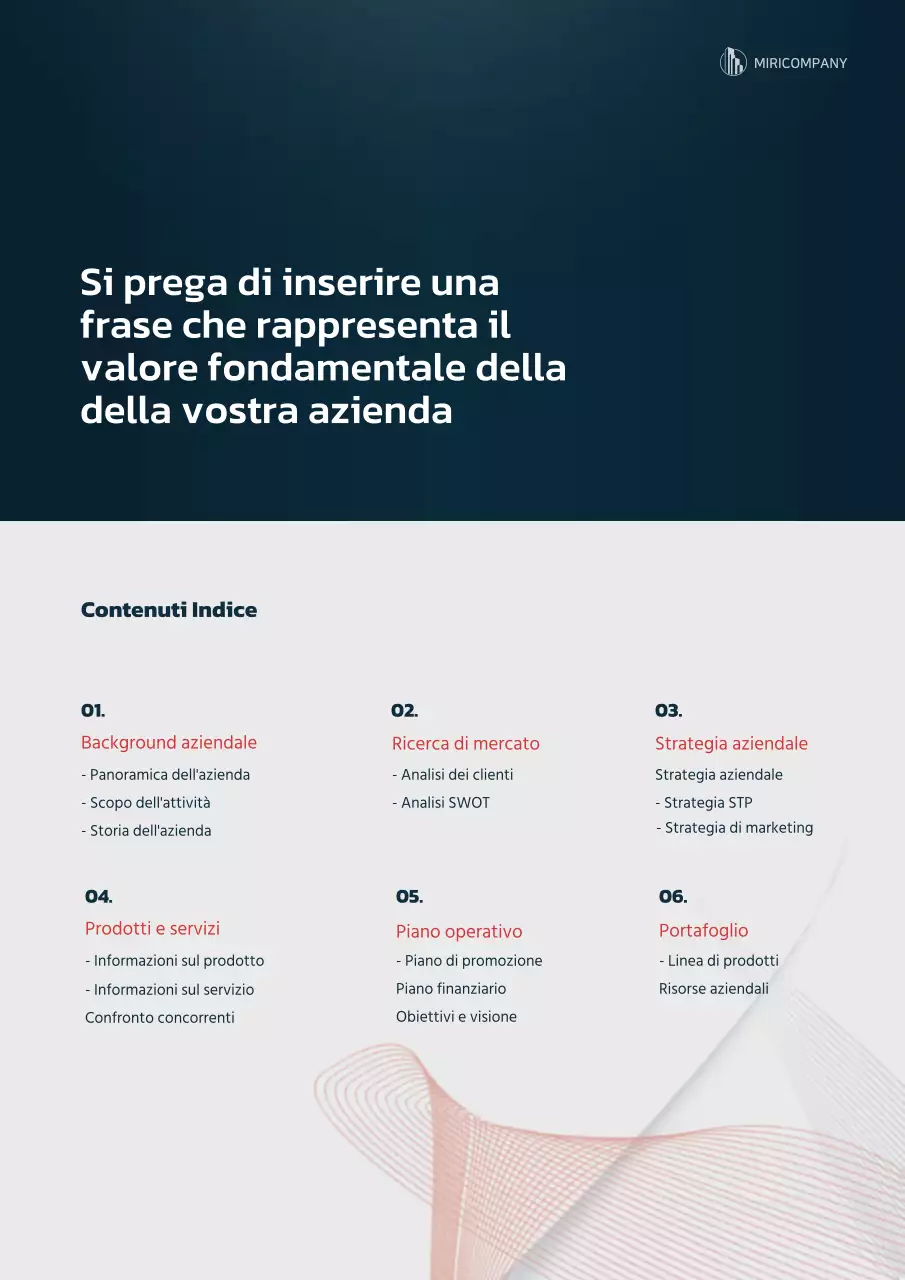 Concetto grafico di business plan in blu navy e rosso