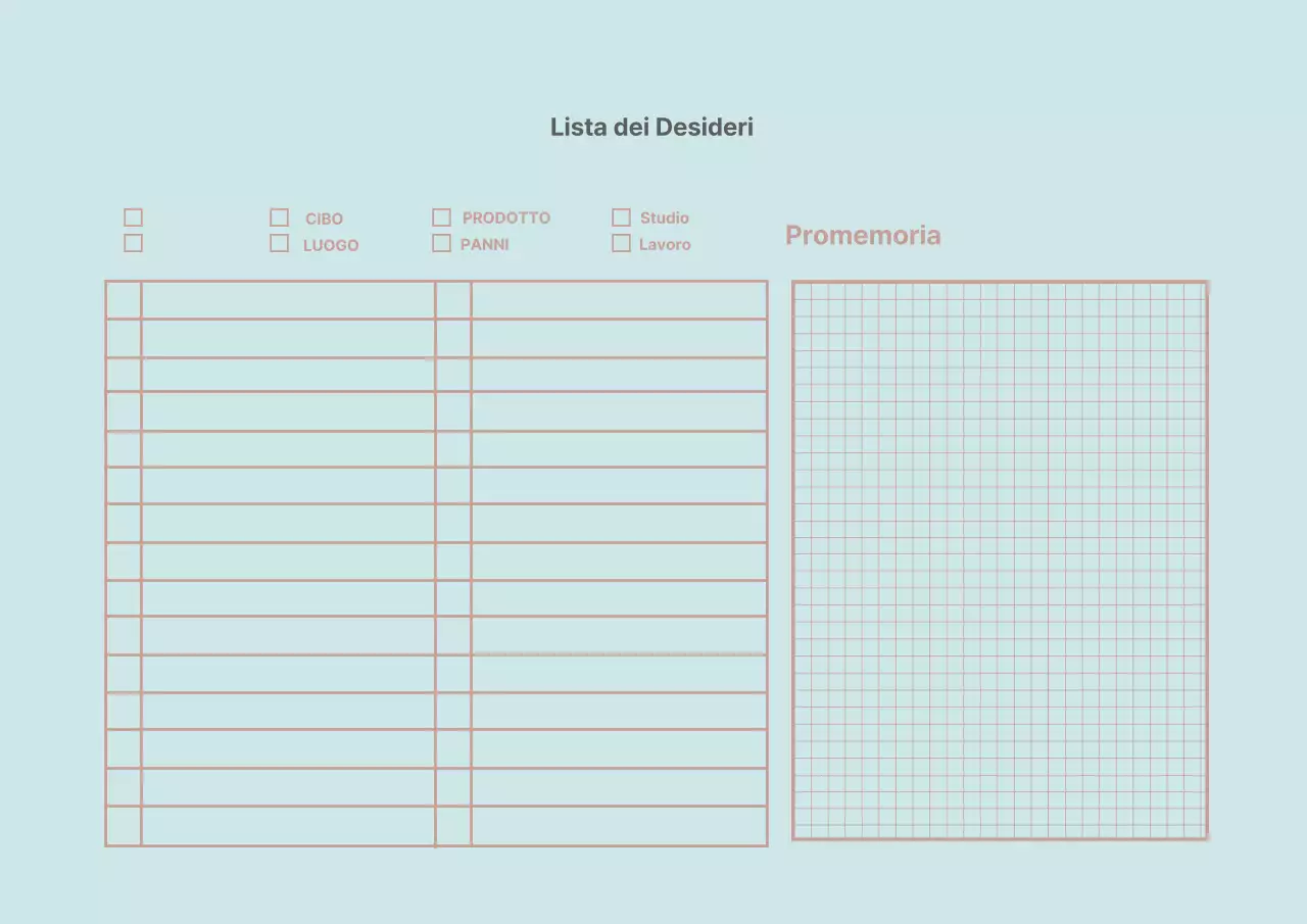 Linee di menta Lista dei desideri semplice