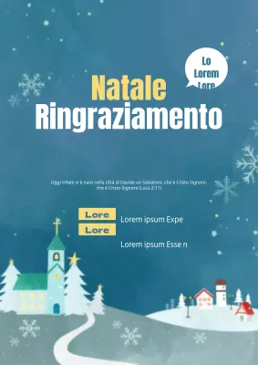 Promuovere un servizio natalizio con un'illustrazione di un paesaggio invernale blu