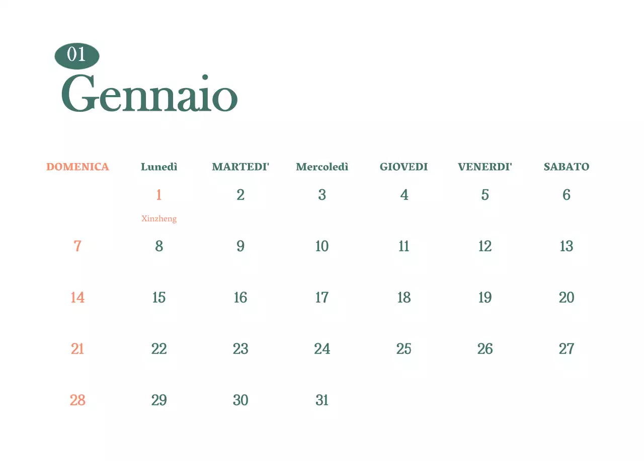 Calendario dei bar con i consigli per le bevande del mese