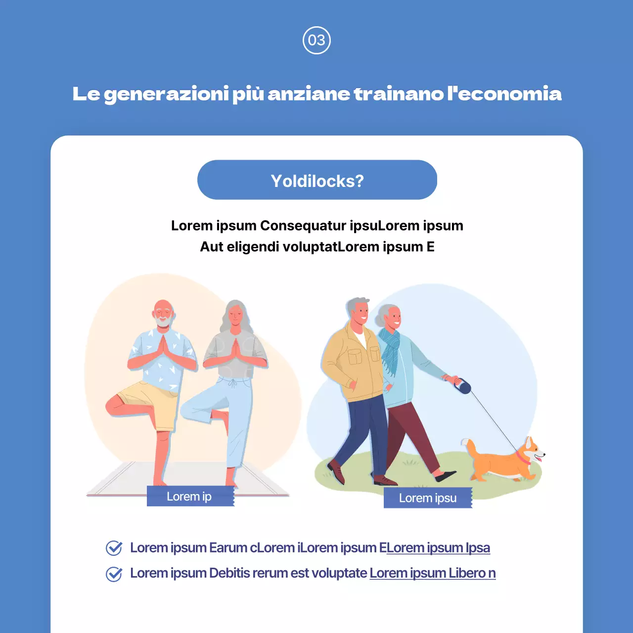 Un biglietto illustrato pulito con sfondo blu e azzurro per comunicare informazioni alle giovani generazioni.