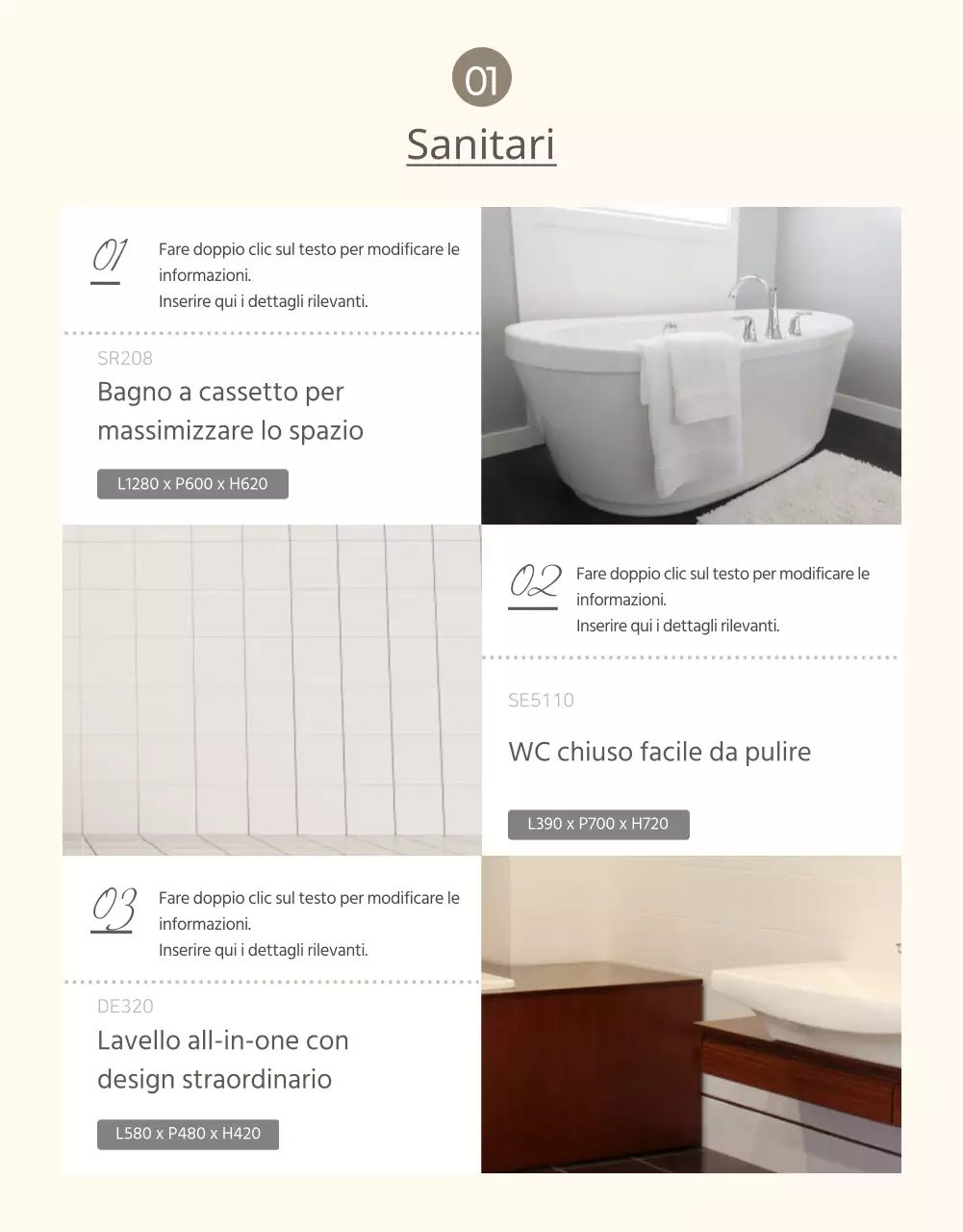 Dettagli costruttivi di bagno e cucina semplici e marroni
