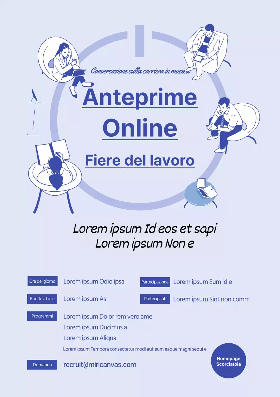 Volantino promozionale per seminario di reclutamento online aziendale blu semplice