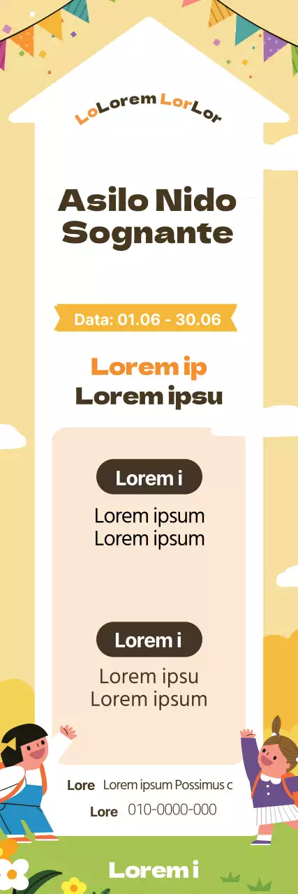Illustrazione gialla carino asilo promozione di reclutamento