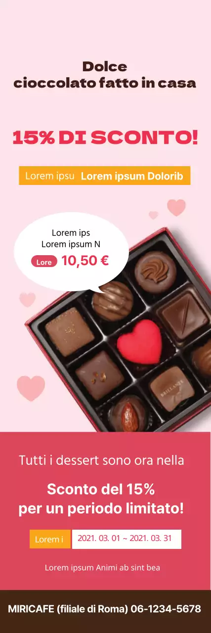 Vendita di cioccolato ordinata con foto rosa in evidenza
