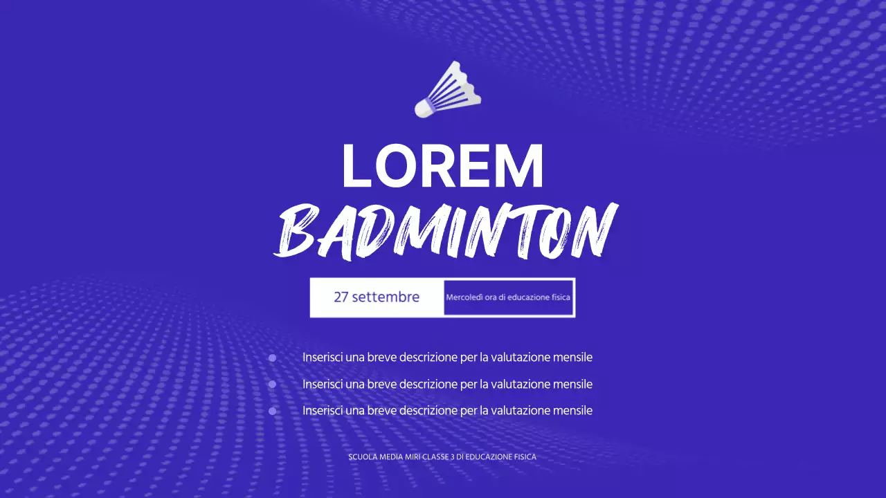 Lezione guidata di valutazione delle prestazioni fisiche del badminton blu e bianco