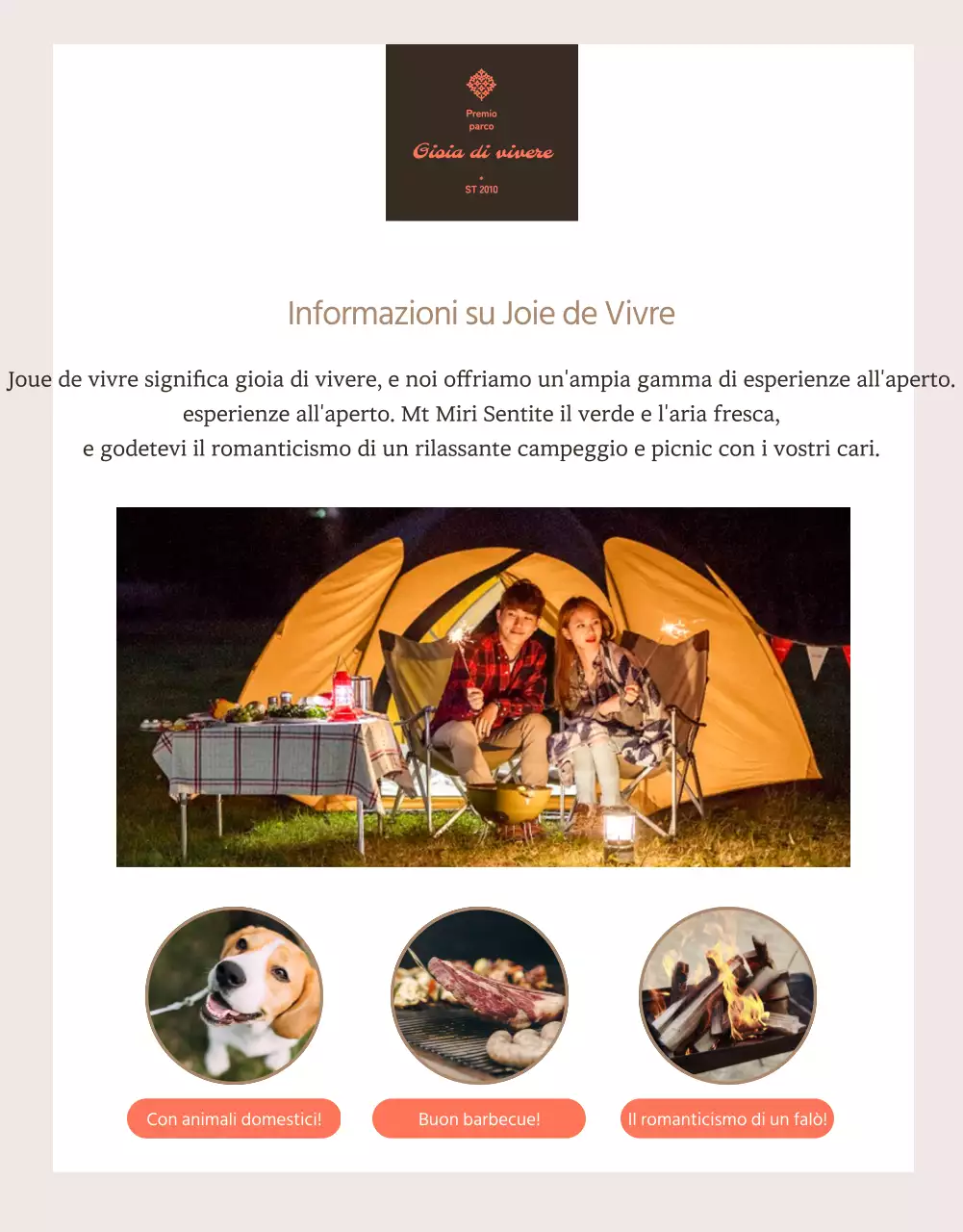 Campi premium per una varietà di campeggi tematici sotto le stelle