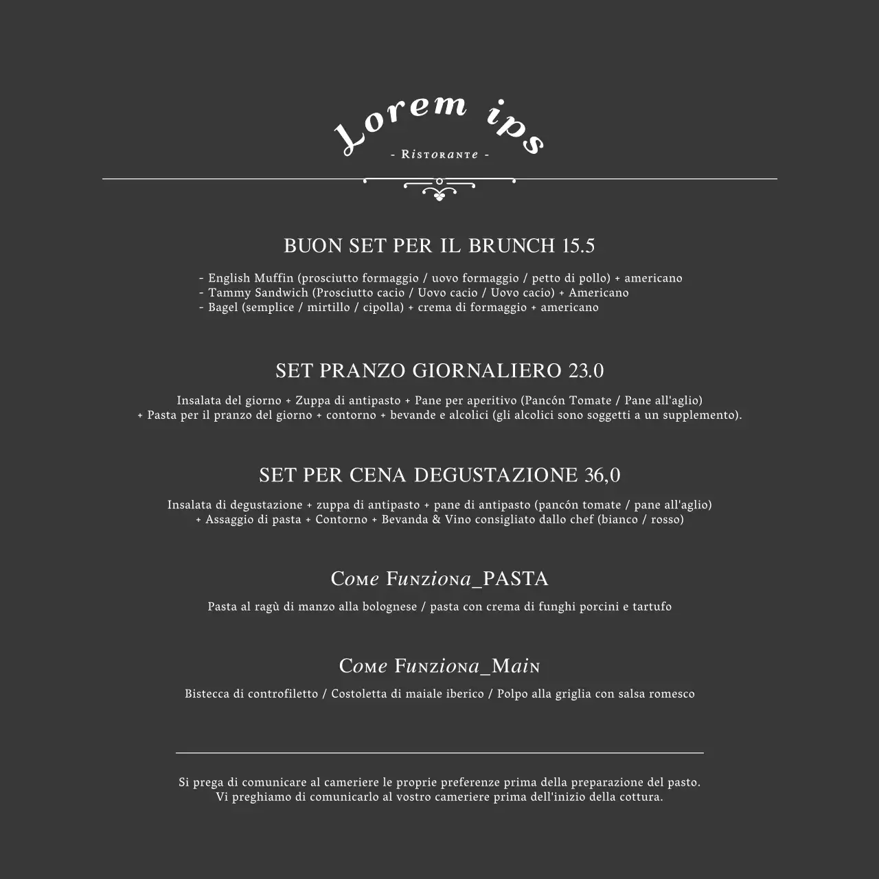 Un ristorante dal concetto semplice, ambientato in bianco e neroPianificazione del menu e determinazione dei prezzi