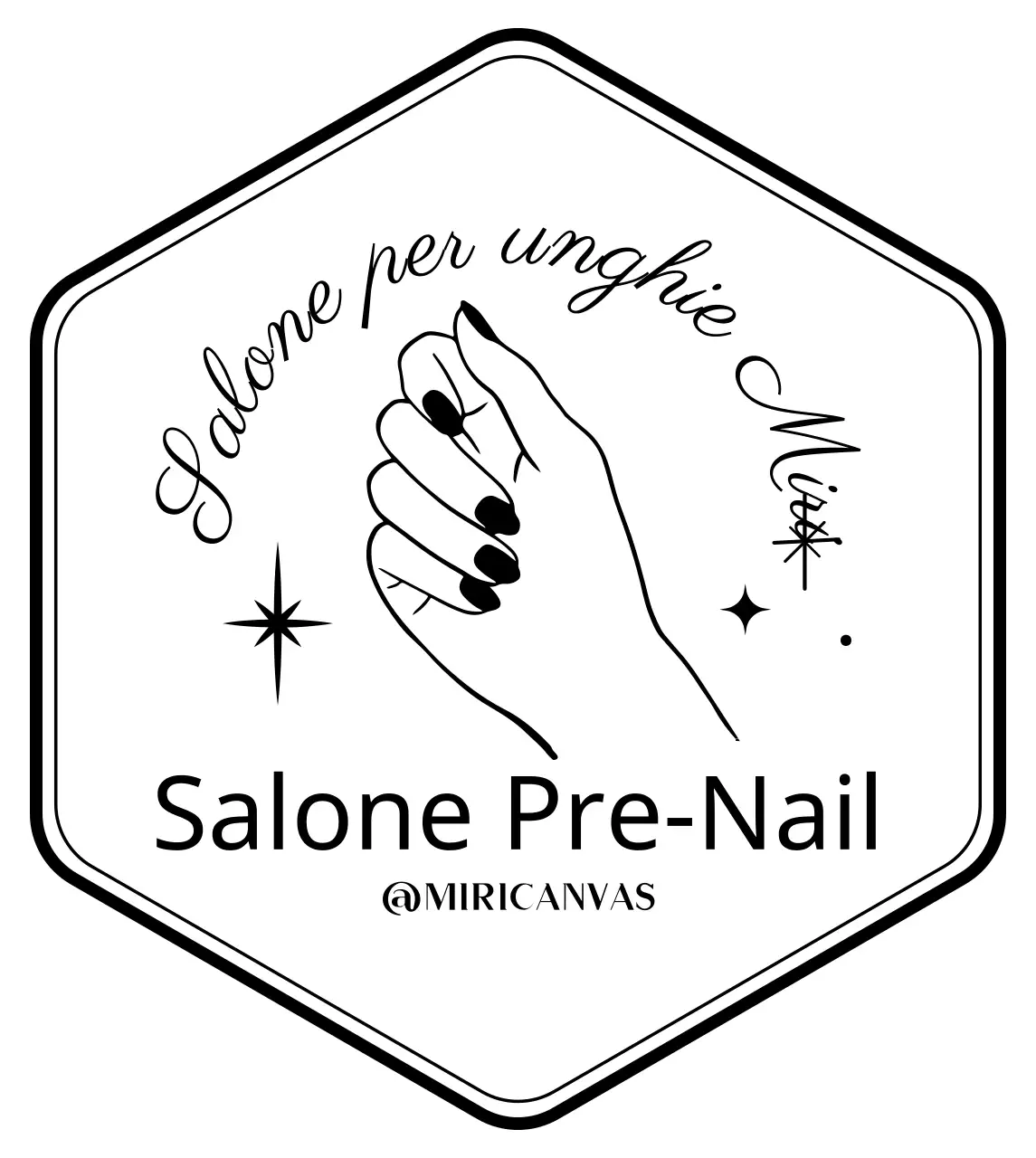 Illustrazione di un salone per unghie in mano in stile badge