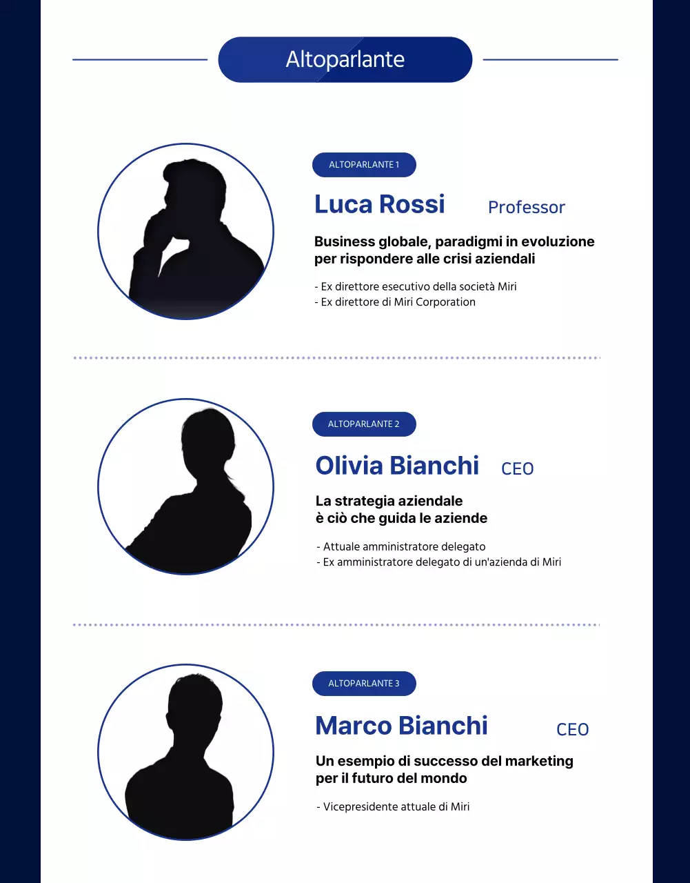 Pagina dei dettagli della conferenza globale in blu