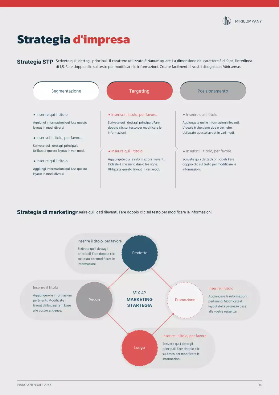 Concetto grafico di business plan in blu navy e rosso