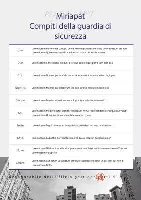 Guardie di sicurezza della gestione degli appartamenti in servizio, di colore blu e grigio