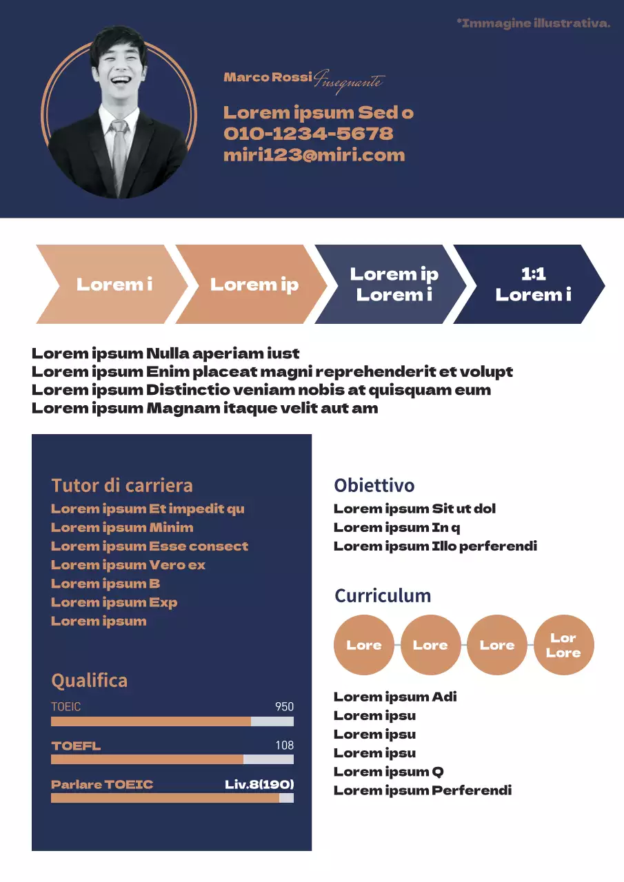 Curriculum di tutoraggio pulito e ordinato in marrone marino