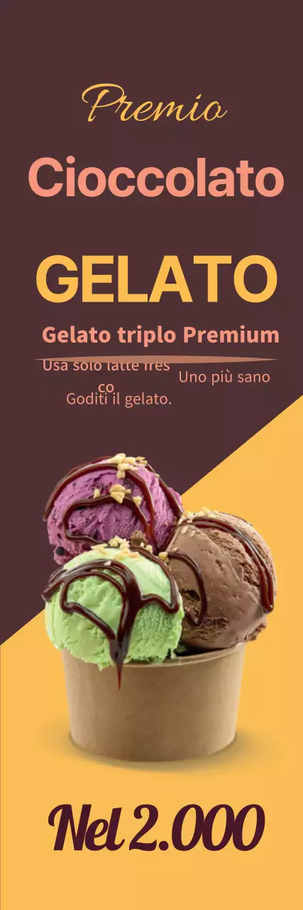 Promuovere il gelato marrone giallo liscio
