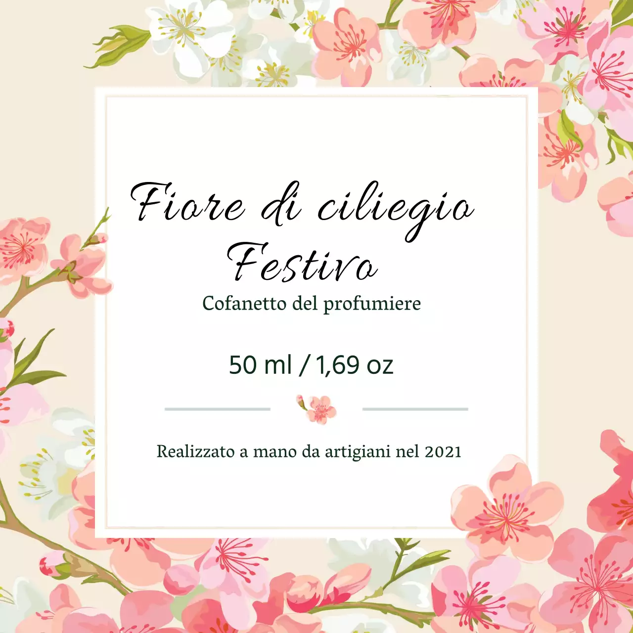 Etichetta di profumo vintage con illustrazione rosa