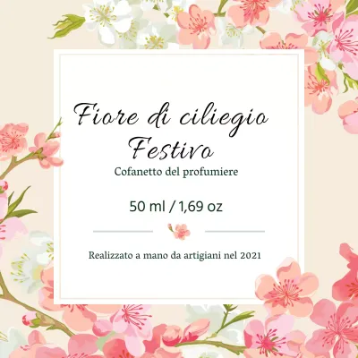 Etichetta di profumo vintage con illustrazione rosa