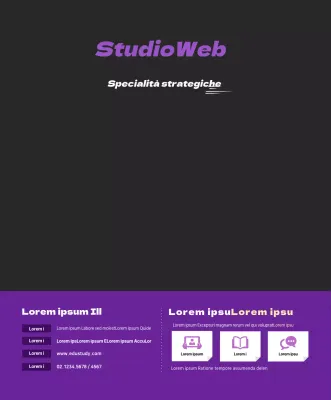 Un semplice studio concettuale in viola e nero per scopi informativi e promozionali.